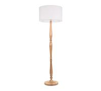 ValueLights | Traditional Light Wood Candlestick Floor Lamp with White Fabric Drum Shade for Living Room | Floor Lamps, Home Décor & Improvement Essential | Included LED Bulb