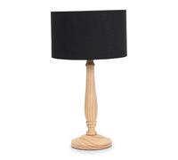 ValueLights | Traditional Light Wood Candlestick Table Lamp with Black Fabric Drum Shade for Living Room Bedroom | Table Lamps, Home Décor & Improvement Essential | Included LED Bulb
