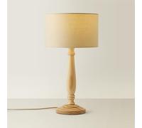 Victoria Light Wood Traditional Stem Table Lamp with Fabric Drum Shade ValueLights Natural One Size