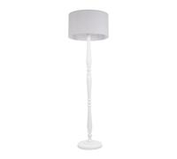 Victoria White Wood Traditional Floor Lamp with Fabric Drum Shade and LED Bulb ValueLights Grey One Size