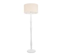 ValueLights | Traditional White Wood Candlestick Floor Lamp with Natural Fabric Drum Shade for Living Room | Floor Lamps, Home Décor & Improvement Essential