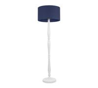 Victoria White Wood Traditional Stem Floor Lamp with Fabric Drum Shade ValueLights Navy One Size