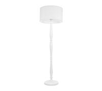 ValueLights | Traditional White Wood Candlestick Floor Lamp with White Fabric Drum Shade for Living Room | Floor Lamps, Home Décor & Improvement Essential | Included LED Bulb