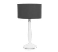 ValueLights | Traditional White Wood Candlestick Table Lamp with Charcoal Fabric Drum Shade for Living Room Bedroom | Table Lamps, Home Décor & Improvement Essential | Included LED Bulb