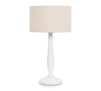 ValueLights | Traditional White Wood Candlestick Table Lamp with Natural Fabric Drum Shade for Living Room Bedroom | Table Lamps, Home Décor & Improvement Essential