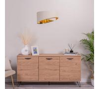 ValueLights Trekan 2 Layer Mink with Metallic Gold Inner Pendant Lamp Shade 40cm - Size: 40 x 20 x 40cm - Cream - Wilko