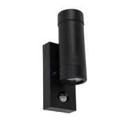 MiniSun | Modern Black Up/Down Wall Light with PIR Motion Sensor | Outdoor Wall Lights, Home Décor & Improvement Essential | Includes 3W LED Bulbs [3000K Warm White] | Mains Wired