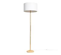 Valuelights Triston Single Stem Natural Light Wood Floor Lamp With White Drum Shade