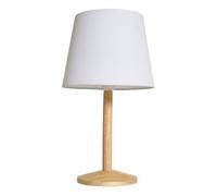 MiniSun | Single Stem Natural Light Wood Table Lamp with a White Drum Shade | Home Décor, Bedside & Desk Lamp