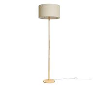 MiniSun | Single Stem Natural Wood Floor Lamp with a Beige Drum Shade | Floor Lamps & Torchieres, Home Décor, Improvement & Lifestyle Essential