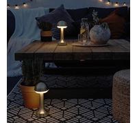 Set of 3 Contemporary Petite Wireless Portable Outdoor Garden Brass Touch Table Lamp with an LED Mood Light - Indoor/Outdoor Garden Use