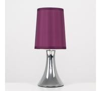 MiniSun | Small Modern Chrome Trumpet Touch Table Lamp with Purple Fabric Shade | Table Lamps, Home Décor & Improvement Essential