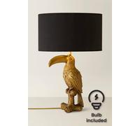 Valuelights Tuki Toucan Black With Gold Inner Shade Bronze Table Lamp With Bulb