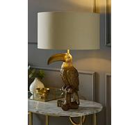 Valuelights Tuki Toucan Beige With Gold Inner Shade Bronze Table Lamp