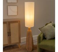 Una White Tall Lamp Shade Natural Rattan Midi Floor Lamp ValueLights White One Size