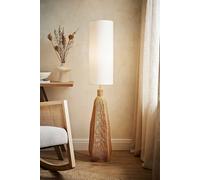 Una White Tall Lamp Shade Natural Rattan Midi Floor Lamp with LED Bulb ValueLights White One Size