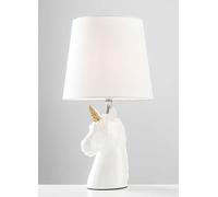 ValueLights Unicorn Ceramic Table Lamp with White Tapered Shade White