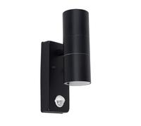 MiniSun | Modern Black External Up/Down Wall Light with PIR Motion Sensor | Outdoor Wall Lights, Home Décor & Improvement Essential | Mains Wired
