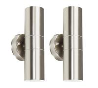 MiniSun | Modern Stainless Steel External Up/Down Security Wall Lights | Outdoor Wall Lights, Home Décor & Improvement Essential | Set of 2