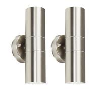 MiniSun | Modern Stainless Steel External Up/Down Security Wall Lights | Outdoor Wall Lights, Home Décor & Improvement Essential | Set of 2