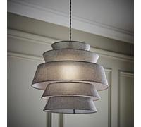 ValueLights Valerie 5 Tier Grey Linen Ceiling Lamp Shade and Bulb