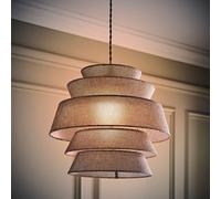Valuelights Valerie 5 Tier Grey Linen Ceiling Lamp Shade And Bulb (D)40Cm