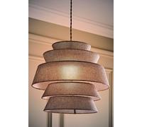 Valuelights Valerie Linen 5 Tier Easy Fit Drum Ceiling Light Lamp Shade With Bulb In Grey Grey