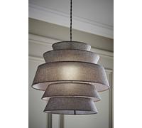 ValueLights Valerie Linen 5 Tier Easy Fit Drum Ceiling Pendant Light Lamp Shade in Grey ValueLights Grey