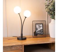 ValueLights | Black 2 Way Double Stem Bedside Table Lamp with White Frosted Glass Globe Shades | Table Lamps, Home Décor & Improvement Essential