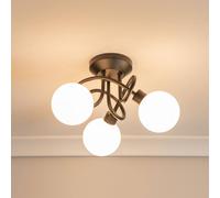 Valuelights Velika Black 3 Way Flush Ceiling Light With White Frosted Glass Lampshades - Led Bulbs Included