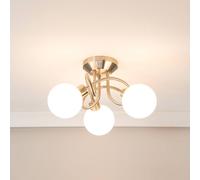 ValueLights | Silver Chrome 3 Way Flush Ceiling Light Fitting with White Frosted Glass Lampshades | Close-to-Ceiling Lights, Home Décor & Improvement Essential | Includes Bulb | Mains Wired