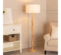 ValueLights | Natural Wood Candlestick Floor Lamp with Cream Boucle Drum Shade Living Room Hallway Light | Floor Lamps, Home Décor & Improvement Essential