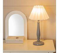 Victoria Grey Wood Candlestick Table Lamp with White Scallop Taper Shade & Bulb ValueLights Grey One Size
