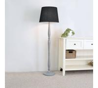 Victoria Grey Wood Traditional Floor Lamp with Fabric Tapered Shade and LED Bulb ValueLights Black One Size
