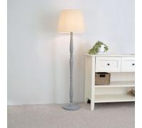 Victoria Grey Wood Traditional Floor Lamp with Fabric Tapered Shade and LED Bulb ValueLights Cream One Size