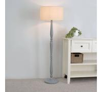 Valuelights Victoria Grey Wood Traditional Stem Floor Lamp With Fabric Drum Shade In Natural Natural One Size