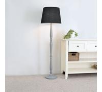 Victoria Grey Wood Traditional Stem Floor Lamp with Fabric Tapered Shade ValueLights Black One Size