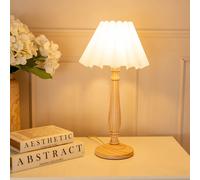 Victoria Light Wood Candlestick Stem Table Lamp with Scallop Tapered Lamp Shade ValueLights White One Size