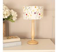 Valuelights Victoria Light Wood Candlestick Table Lamp With Floral Embroidered Drum Shade In Natural Natural One Size