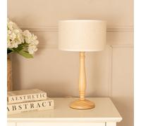 Valuelights Victoria Light Wood Candlestick Table Lamp With Linen White Trim Drum Lamp Shade