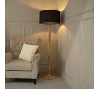 Victoria Light Wood Traditional Stem Floor Lamp with Fabric Drum Shade ValueLights Black One Size