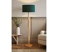 Valuelights Victoria Traditional Light Wood Candlestick Floor Lamp With Forest Green Drum Shade