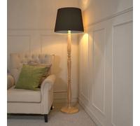 Victoria Light Wood Traditional Stem Floor Lamp with Fabric Tapered Shade ValueLights Black One Size