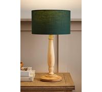 ValueLights Victoria Light Wood Traditional Stem Table Lamp with Fabric Drum Shade in Green ValueLights Green