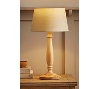 ValueLights Victoria Light Wood Traditional Stem Table Lamp with Fabric Tapered Shade in Cream ValueLights Cream
