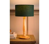 ValueLights Victoria Light Wood Traditional Table Lamp with Fabric Drum Shade & LED Bulb in Green ValueLights Green
