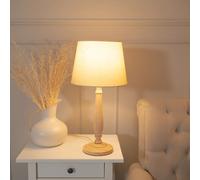 Victoria Light Wood Traditional Table Lamp with Fabric Tapered Shade and Bulb ValueLights Cream One Size