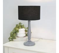 Valuelights Victoria Traditional Grey Wood Candlestick Table Lamp With Black Drum Shade