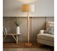 ValueLights | Traditional Light Wood Candlestick Floor Lamp with Cream Fabric Drum Shade for Living Room | Floor Lamps, Home Décor & Improvement Essential
