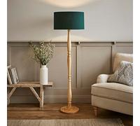 ValueLights | Traditional Light Wood Candlestick Floor Lamp with Forest Green Fabric Drum Shade for Living Room | Floor Lamps, Home Décor & Improvement Essential